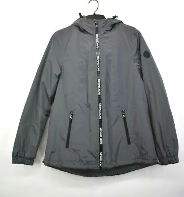 Michael Kors Womens Gray Full-Zip Missy Faux Shearling Gun Metal Jacket Coat • $113.48