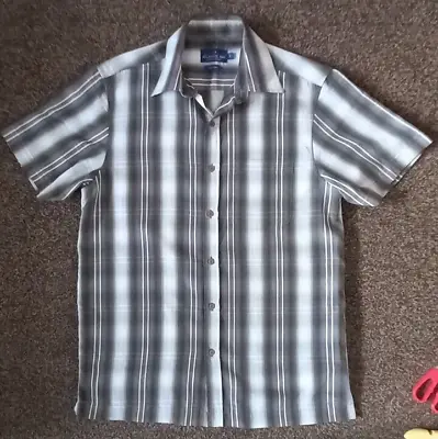 £3 • Buy ATLANTIC BAY Shirt S 35-37  Chest Brown Check Short Sleeve Soft Touch Button VGC