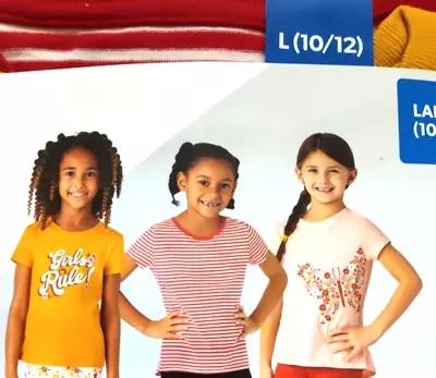 Girls 3 Pk My Favorite T-Shirts Size Lg 10/12 Tag Free Multi-Color Member's Mark • $9.51