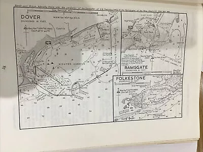 VINTAGE SEA CHART / NAUTICAL MAP 1961 - Dover Ramsgate Folkestone    - To Frame? • £3.25