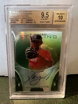 2013 Bowman Sterling Xander Bogaerts Auto RC Green Refractor BGS Gem Mint 9.5 • $75