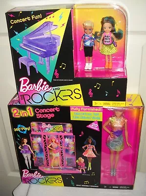 #9644 2017 Barbie & The Rockers 2 In 1 Stage With Barbie Doll & Piano W/2 Dolls • $190