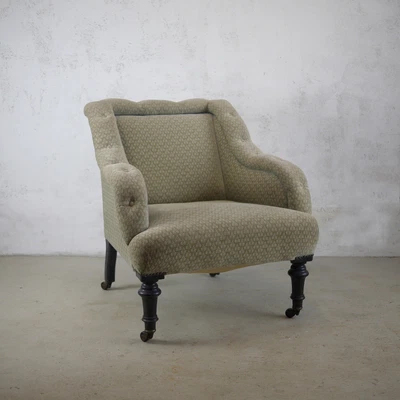£325 • Buy Antique Vintage Victorian Compact Arm Chair Turned Ebonised Legs Castors
