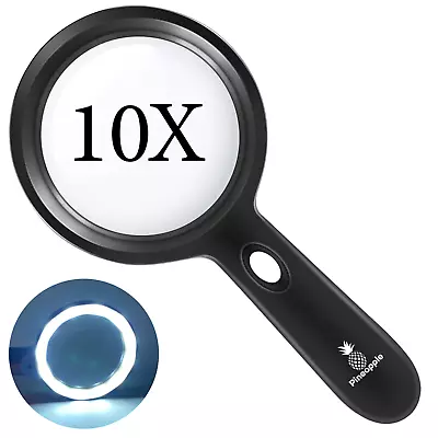 10X Magnifying Glass Magnifier With Light Large Handheld LED Lighted Eye Reading • $19.99