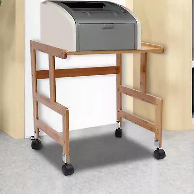 $53.01 • Buy Bamboo Storage Rack Rolling Cart Mobile Printer Stand Holder W/Wheel Shelves 