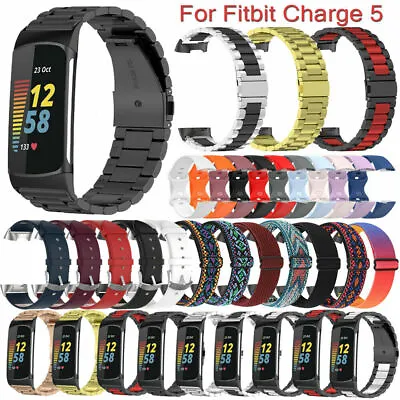 $20.78 • Buy For Fitbit Charge 5 Stainless Steel/Leather/Nylon/Silicone Band Strap Bracelet
