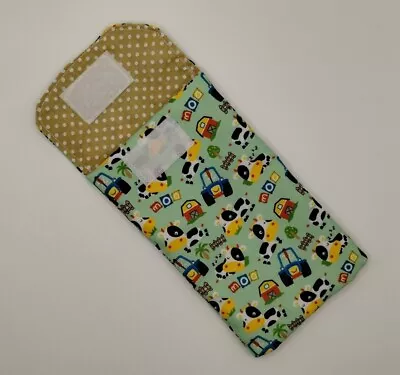 Handmade Sewn Fabric Phone Case Pouch Large Smart Phone Cow IPhone Samsung • £9.85