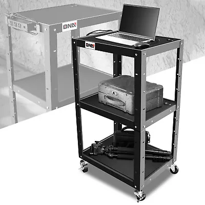 3-Layer Steel Shelf Rolling Media Projector AV Cart W/Lockable Wheel+Power Strip • $129.99