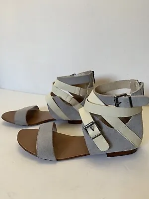 Australia Luxe Collective Grey Suede Colorblock Pattern Gladiator Sandals Sz 10 • $20