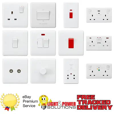 £9.89 • Buy Curved Edge White Electrical Plug Sockets And Switches + USB Knightsbridge