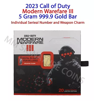 5 Gram PAMP Call Of Duty Modern Warfare 3 III Gold Bar W/ Frame: In Game Bonus! • $459.95