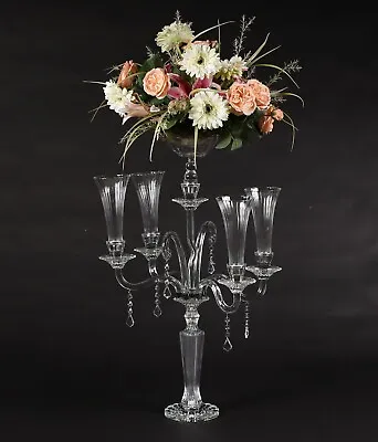 $194.95 • Buy Crystal Candelabra 5-Light + Center Floral Bowl Wedding Centerpiece 20 W 33.5 H