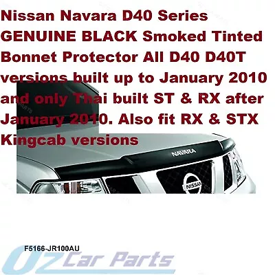 GENUINE Smoked Tinted Bonnet Protector FOR Nissan Navara D40 D40T ALL Series NEW • $219