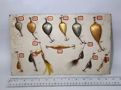 Vintage Unbranded Dealer Display Card Fishing Lure Spoons Spinners Old Stock • $31.50