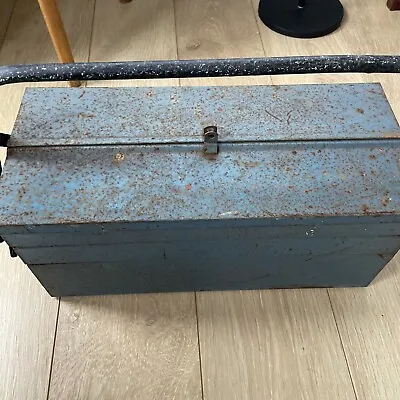 Vintage Classic Cantilever 5 Compartment Blue Metal Tool Box • £10