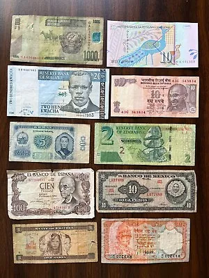 Mixed Variety Of 10 Different Banknotes Circulated Foreign World Paper Money • $10.95