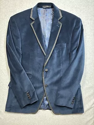 Tallia Size 40R Men’s Midnight Blue Velvet Smoking Jacket Dinner Jacket Blazer • $64