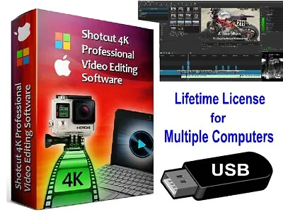 Shotcut Professional 4K  HD Video Editing Software Movie Windows & Mac USB • $24.95