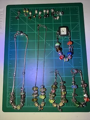 Charm Necklace / Bracelet Themed Glass Bubble Bead Heart Clasps LOT • $15.99