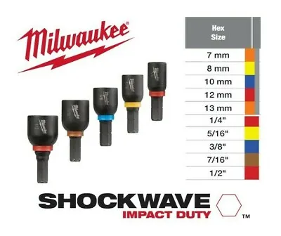 Milwaukee SHOCKWAVE™ Impact Duty Magnetic Nut Driver Bits ALL SIZES IN STOCK • $4.44