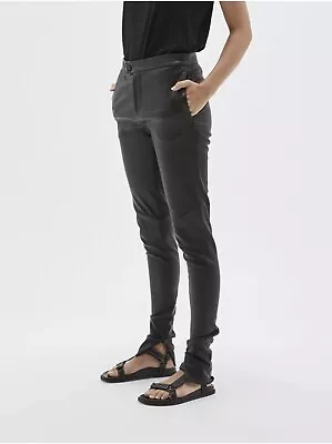 Bassike Flat Front Black Leather Pants Size 3 RRP $1595 • $500