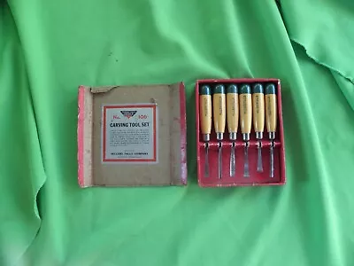 Millers Falls Wood Carving Tool Set 106 Made In USA Chisels Quality • $60
