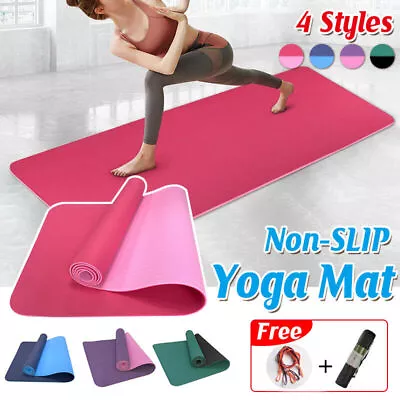 TPE Yoga Mat Eco Friendly Exercise Fitness Gym Pilates Non Slip Dual Layer AU • $22.80