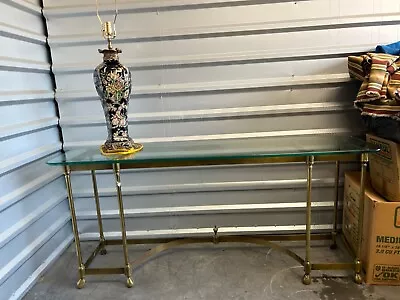 Brass Glass Labarge Maison Jansen? Sofa Table Console Table • $800