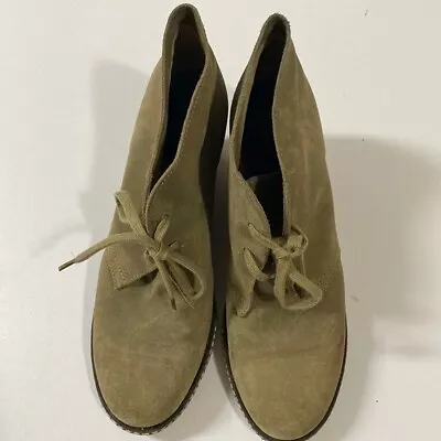 J.CREW MacAlister Tan Suede Wedge Lace Up AnkleBoots Women US  8 • $20