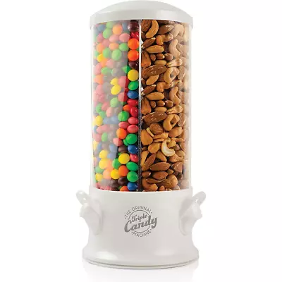 Triple Candy Machine Dispenser Machine 3 Compartments Gumball Ball Snacks WHITE • $24.99