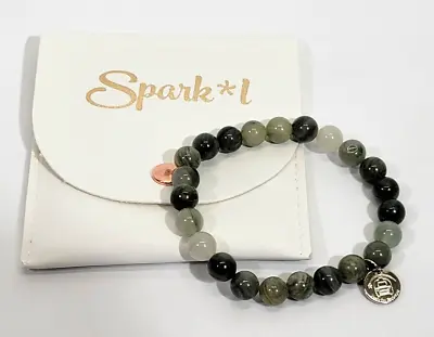 MW Spark*L Sparkl Sparkle Beaded Stretch Bracelet Bamboo Agate Beads Green NEW! • $40