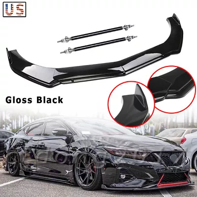 For Nissan Maxima 2000-2020 Black Front Bumper Lip Splitter Spoiler+Strut Rods • $56.95