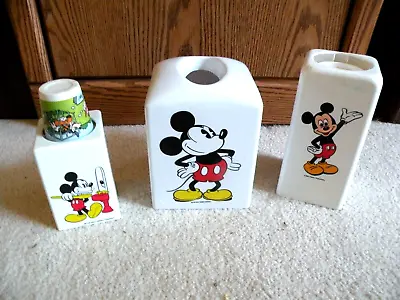 Vintage 3 Piece Mickey Mouse Bathroom Set Kleenex Holder 2 Cup Dispensers • $19.95