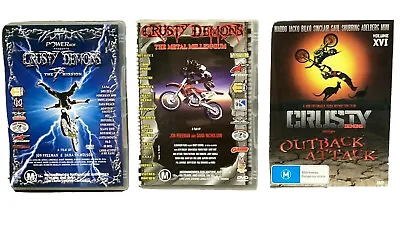 3x Crusty Demons Moto Stunts DVD Lot Metal Millennium 7th Mission Outback Attack • $21.09