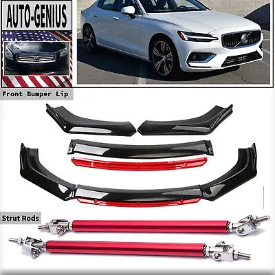 Front Bumper Lip Splitter Spoiler Strut Rod Body Kit For Volvo S40 S60 S80 • $79.99