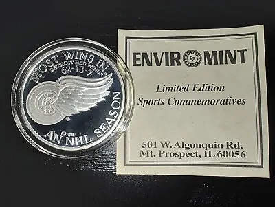 ENVIROMINT Detroit Red Wings Most Wins In An NHL Season 1oz .999 Fine Silver Ltd • $100