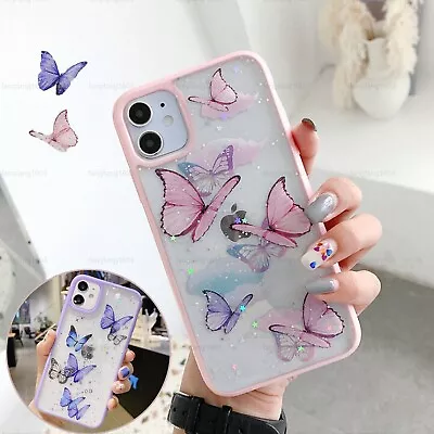 Glitter Butterfly Phone Case For IPhone 14 15 Pro Max 13 11 12 XR XS Soft Cover • $7.25