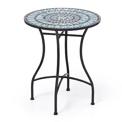 24 Inch Mosaic Round Table W/ Heavy-Duty Metal Structure Ceramic Tile Tabletop • $84.99