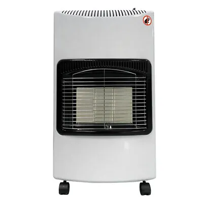 White 4.2Kw Portable Home Heater Butane Fire Calor Gas Cabinet W/ Regulator Hose • £89.95