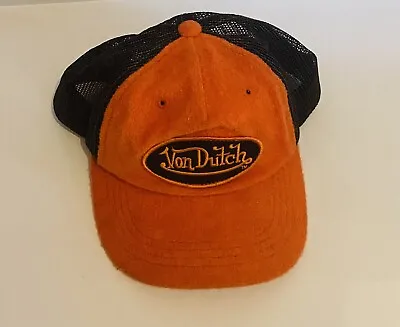 Authentic Vintage Von Dutch Terry Cloth Orange Brown Trucker Hat Cap Snapback • $19.99