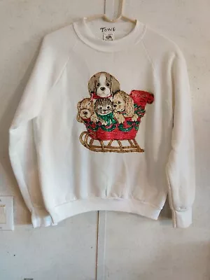 $22.40 • Buy Vintage Fruit Of The Look Christmas Dog Cat  Grandpa Sweater  Unisex Medium...