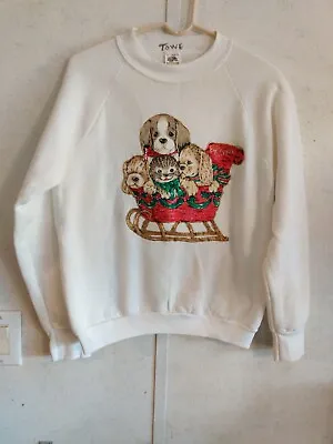 $24.92 • Buy Vintage Fruit Of The Look Christmas Dog Cat Sweater In Sleigh Unisex Medium...