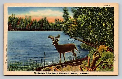 Theilacker's Silver Dale Manitowish Waters Wisconsin Unposted Linen Deer • $9