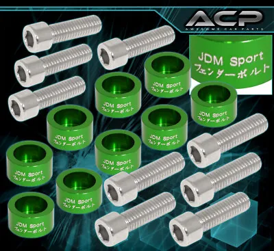 9PC Green Header Manifold Aluminum Cup Washer Bolt Kit For 88-Present L4 • $15.99