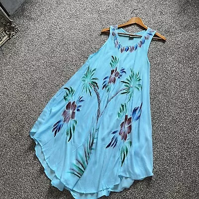 Ladies Designer Bellasia Blue Floaty Lagenlook Summer Dress L Uk12/14 • £9.99