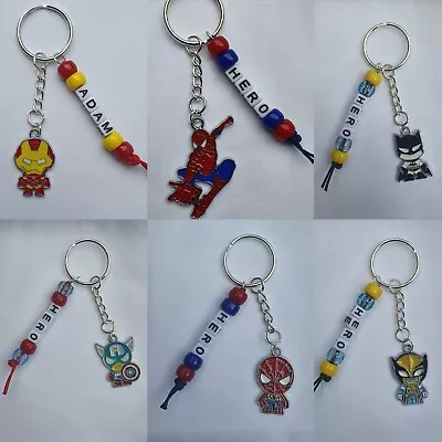 £4.99 • Buy Handmade Personalised Superhero Marvel Character Keyring Bag Tag Christmas Gift