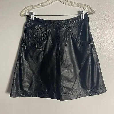 Marco Morani Womens Leather Mini Skirt Black Sz 3 • $36