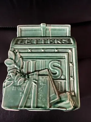 McCoy USA Pottery Mail Box Letters  Green Wall Pocket Vintage 1951 • $30
