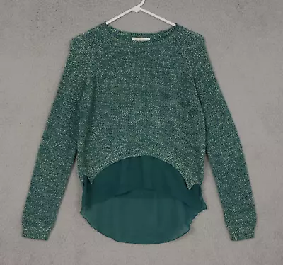 Marilyn Monroe Sweater Womens Small Green Metallic Layered Look Long Sleeve Knit • $11.88