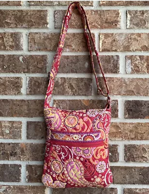 VERA BRADLEY Pink/rapsberry Swirls Mailbag Crossbody Shoulder Bag Hipster • $16.99